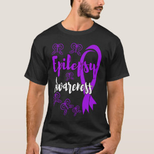 Epilepsy Awareness Month Day Purple Ribbon Butterf T-Shirt