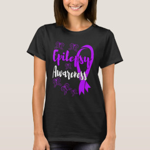 Epilepsy Awareness Month Day Purple Ribbon Butterf T-Shirt