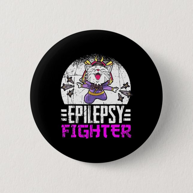 Epilepsy Awareness Month Ninja Cat Epilepsy Fighte 6 Cm Round Badge (Front)