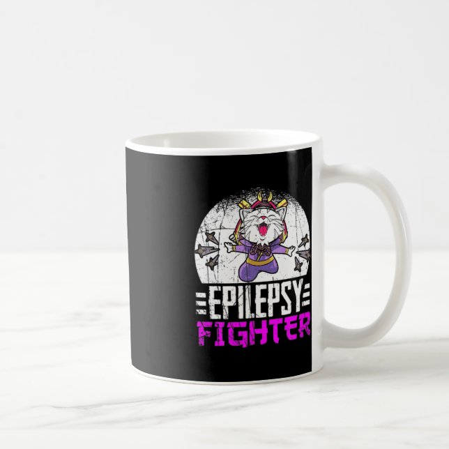 Epilepsy Awareness Month Ninja Cat Epilepsy Fighte Coffee Mug (Right)