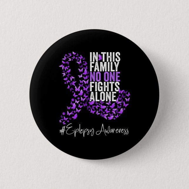 Epilepsy Awareness Month Purple Ribbon  6 Cm Round Badge (Front)