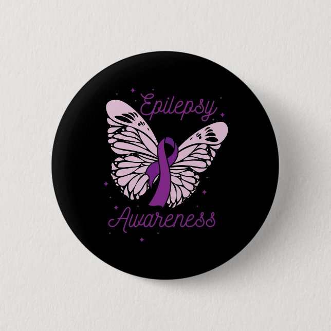 Epilepsy Awareness Month Purple Ribbon Advocate Ep 6 Cm Round Badge (Front)
