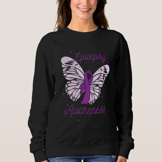 Epilepsy Awareness Month Purple Ribbon Advocate Ep Sweatshirt (Front)