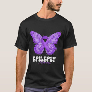 Epilepsy Awareness Month Purple Ribbon Butterfly T-Shirt