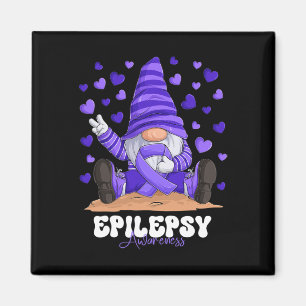Epilepsy Awareness Month Purple Ribbon Gnome Magnet