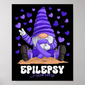 Epilepsy Awareness Month Purple Ribbon Gnome  Poster