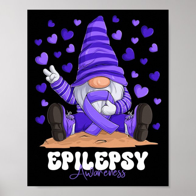 Epilepsy Awareness Month Purple Ribbon Gnome  Poster (Front)