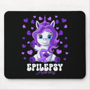 Epilepsy Awareness Month Purple Ribbon Unicorn Mouse Pad