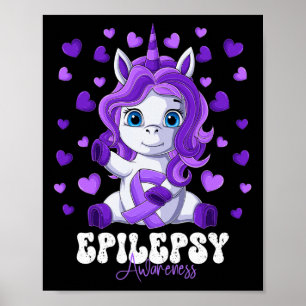 Epilepsy Awareness Month Purple Ribbon Unicorn  Poster