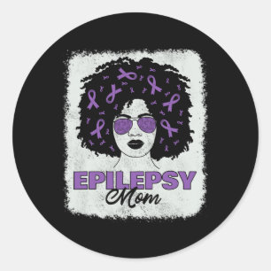 Epilepsy Awareness Mum Afro African American Women Classic Round Sticker
