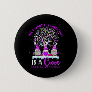 Epilepsy Awareness Ornament Christmas Tree Gnomes 6 Cm Round Badge