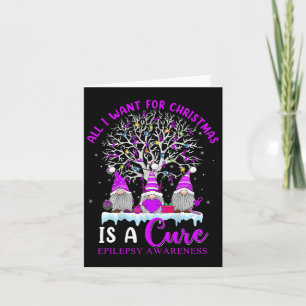 Epilepsy Awareness Ornament Christmas Tree Gnomes Card