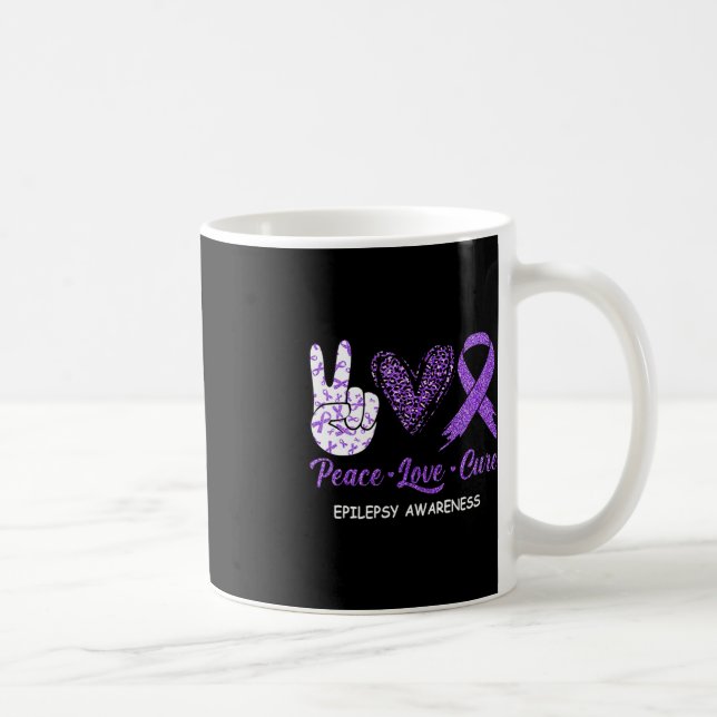 Epilepsy Awareness Peace Love Cure Leopard  Coffee Mug (Right)