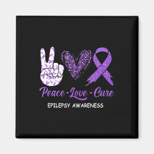 Epilepsy Awareness Peace Love Cure Leopard Magnet