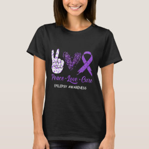Epilepsy Awareness Peace Love Cure Leopard T-Shirt