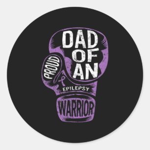 Epilepsy Awareness Proud Dad Purple Ribbon Seizure Classic Round Sticker