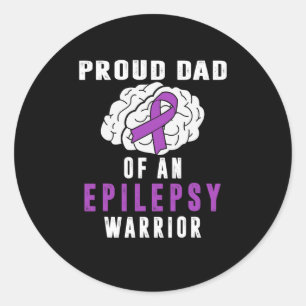 Epilepsy Awareness Proud Dad Purple Ribbon Seizure Classic Round Sticker