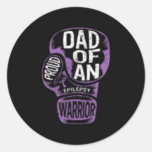 Epilepsy Awareness Proud Dad Purple Ribbon Seizure Classic Round Sticker