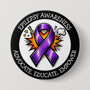 Epilepsy Awareness   Purple Awareness Ribbon 7.5 Cm Round Badge