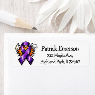 Epilepsy Awareness | Purple Awareness Ribbon Return Address Label