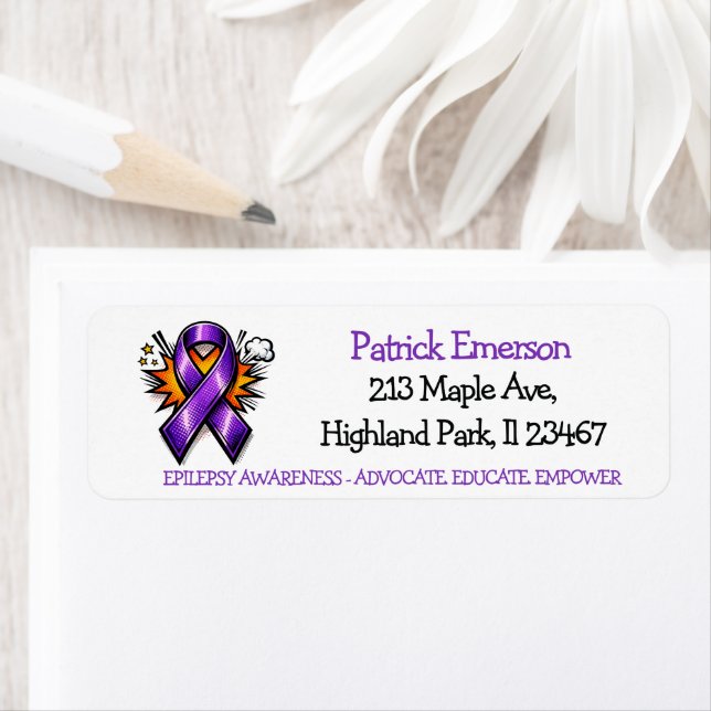 Epilepsy Awareness | Purple Awareness Ribbon Return Address Label (Insitu)