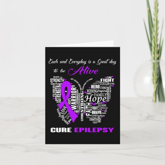 Epilepsy Awareness Purple Butterflies  Card (Front)
