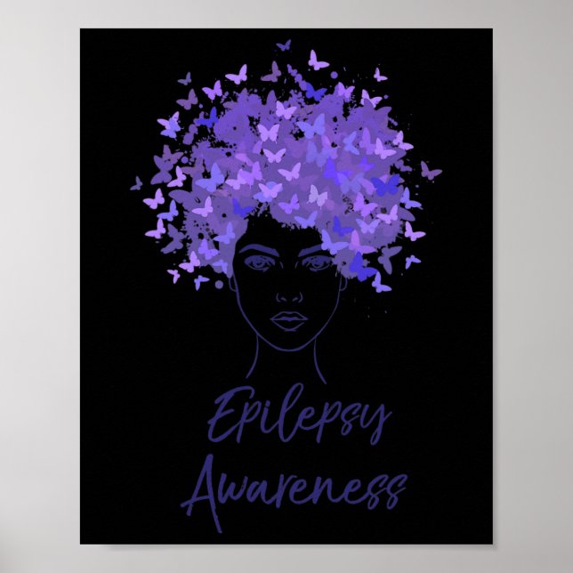 Epilepsy Awareness Purple Butterflies Gift  Poster (Front)