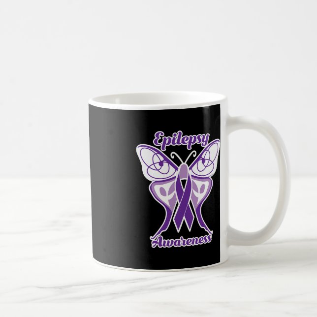 Epilepsy Awareness Purple Day Butterfly Epilepsy  Coffee Mug (Right)