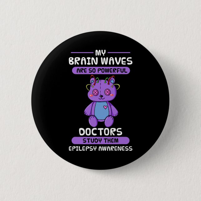 Epilepsy Awareness Purple Epileptic Brain Epilepsi 6 Cm Round Badge (Front)