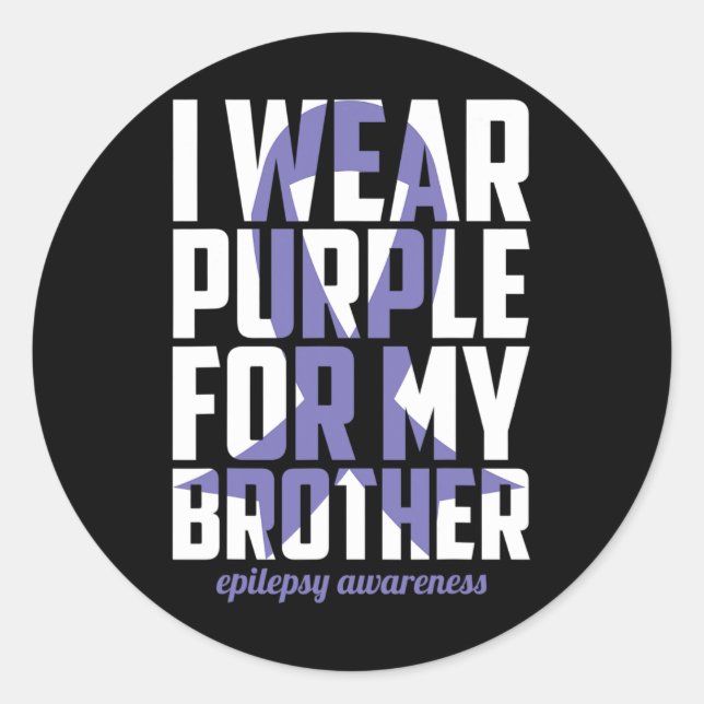 Epilepsy Awareness Purple For My Brother Ribbon 1  Classic Round Sticker (Front)