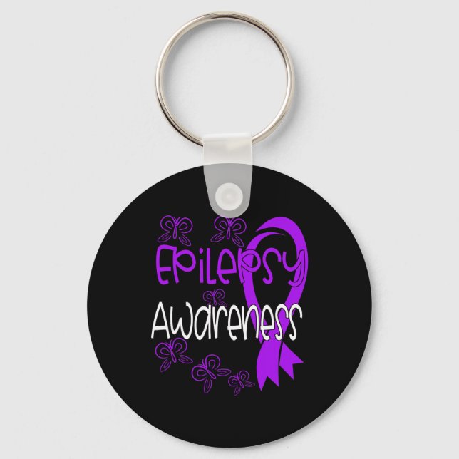 Epilepsy Awareness Purple Ribbon 3 Key Ring (Front)