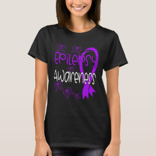 Epilepsy Awareness Purple Ribbon 3  T-Shirt