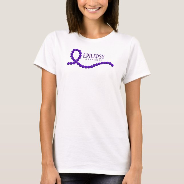 Epilepsy Awareness Purple Ribbon Beads T-Shirt (Front)