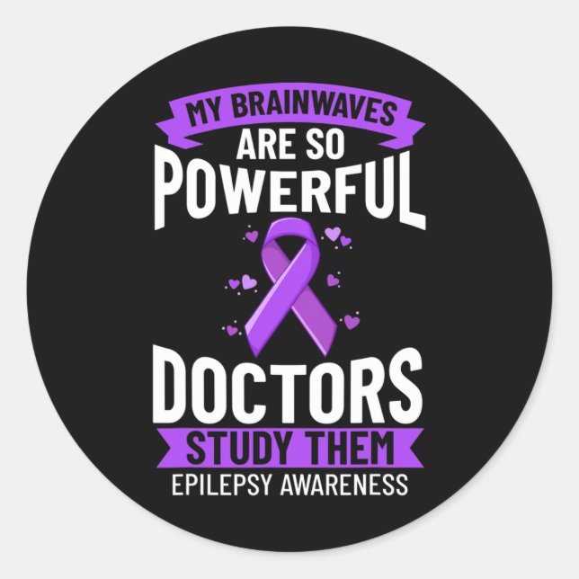 Epilepsy Awareness Purple Ribbon Bracelet Warrior  Classic Round Sticker (Front)