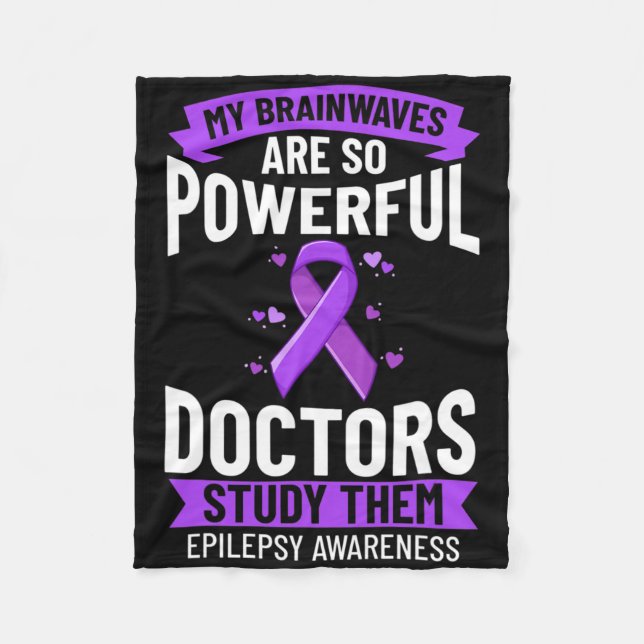 Epilepsy Awareness Purple Ribbon Bracelet Warrior  Fleece Blanket (Front)