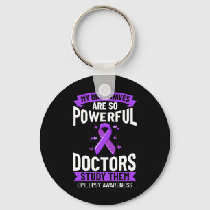 Epilepsy Awareness Purple Ribbon Bracelet Warrior Key Ring