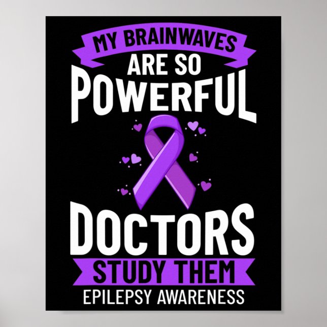 Epilepsy Awareness Purple Ribbon Bracelet Warrior  Poster (Front)