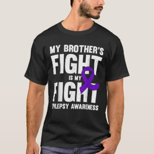 Epilepsy Awareness Purple Ribbon Brother's Support T-Shirt