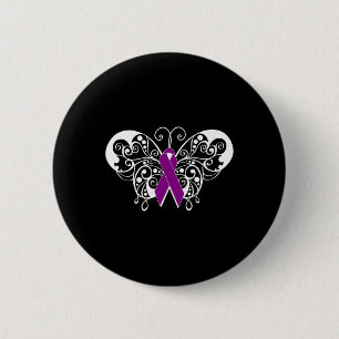 Epilepsy Awareness Purple Ribbon Butterfly 6 Cm Round Badge