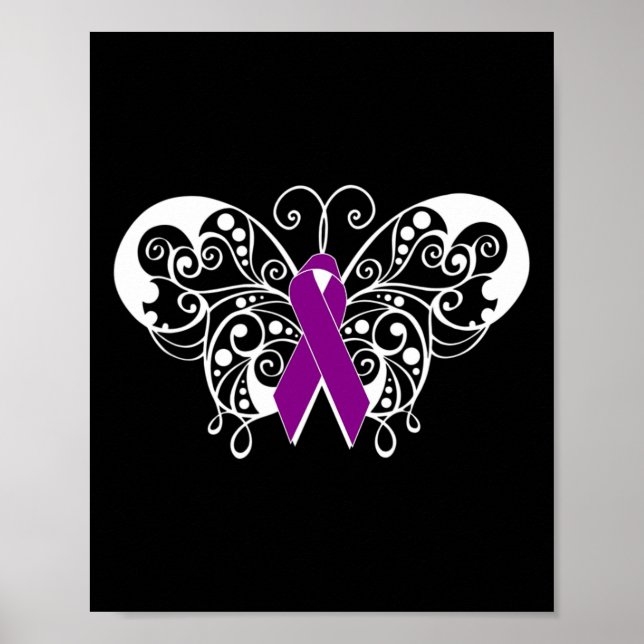 Epilepsy Awareness Purple Ribbon Butterfly  Poster (Front)
