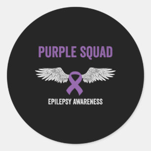 Epilepsy Awareness Purple Ribbon - Epilepsy Awaren Classic Round Sticker