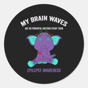 Epilepsy Awareness Purple Ribbon - Epilepsy Awaren Classic Round Sticker