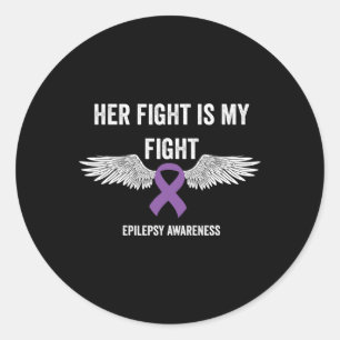 Epilepsy Awareness Purple Ribbon - Epilepsy Awaren Classic Round Sticker