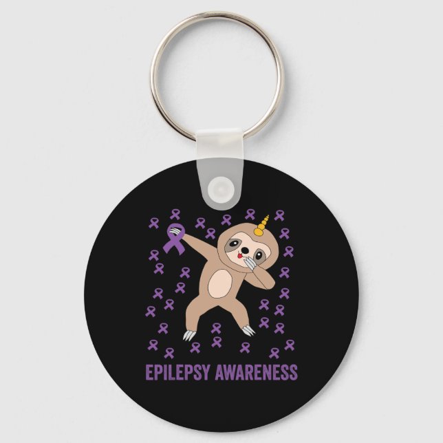 Epilepsy awareness purple ribbon - epilepsy awaren key ring (Front)