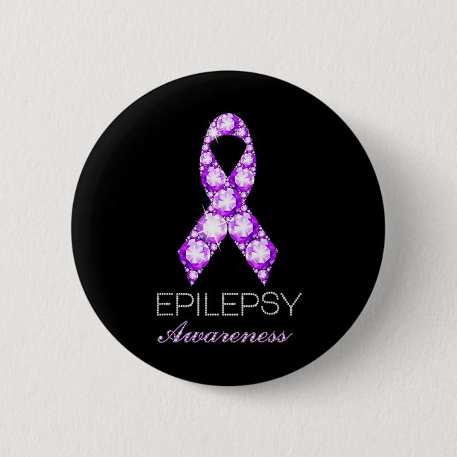 Epilepsy Awareness Purple Ribbon Epilepsy Awarenes 6 Cm Round Badge (Front)