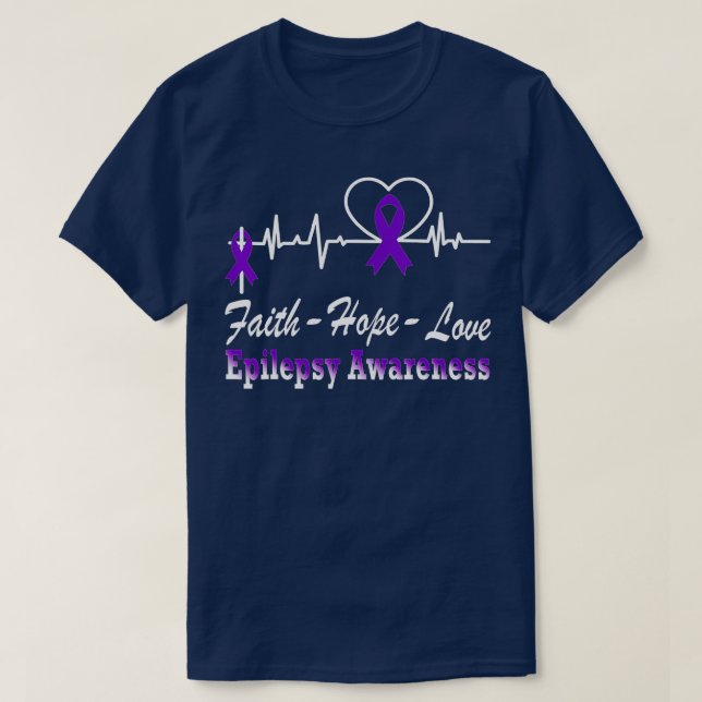 Epilepsy Awareness Purple Ribbon Epilepsy Christia T-Shirt (Design Front)