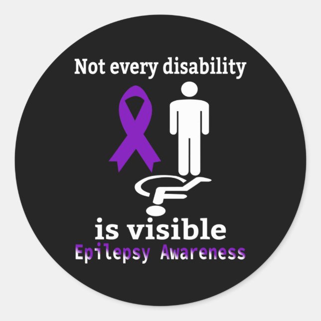 Epilepsy Awareness Purple Ribbon Epilepsy Support  Classic Round Sticker (Front)