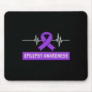 Epilepsy Awareness Purple Ribbon Heartbeat Kids an Mouse Pad