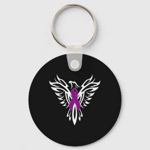 Epilepsy Awareness Purple Ribbon Phoenix Key Ring