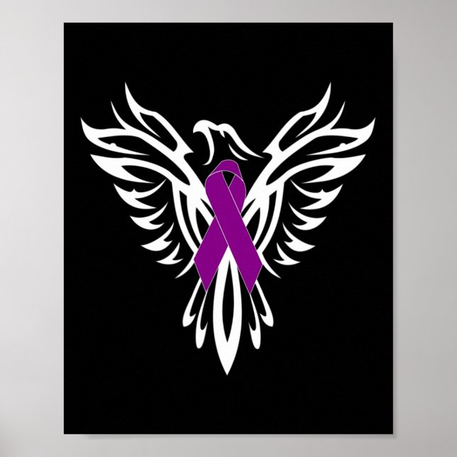 Epilepsy Awareness Purple Ribbon Phoenix  Poster (Front)